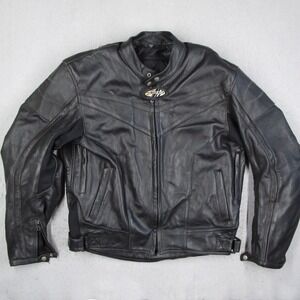 Joe Rocket Mens Black Leather Motorcycle Jacket Padded Biker Gear Size 46 Korea